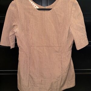 MARNI Made In Italy‎ Women's Brown Check Top Short Sleeve Flaw No Size Blouse